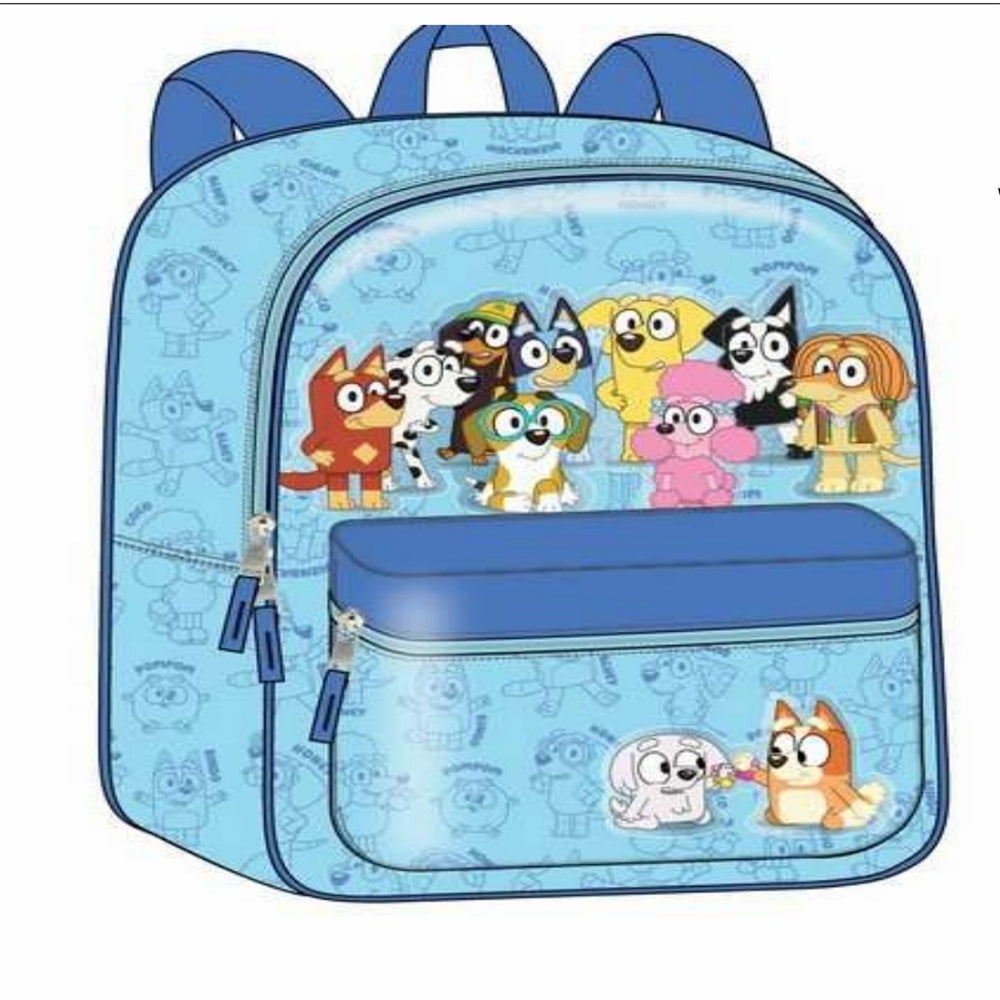 BLUEY 11" NYLON BACKPACK W/SUBLIMATION PRINT & EMBROIDERED DETAILS