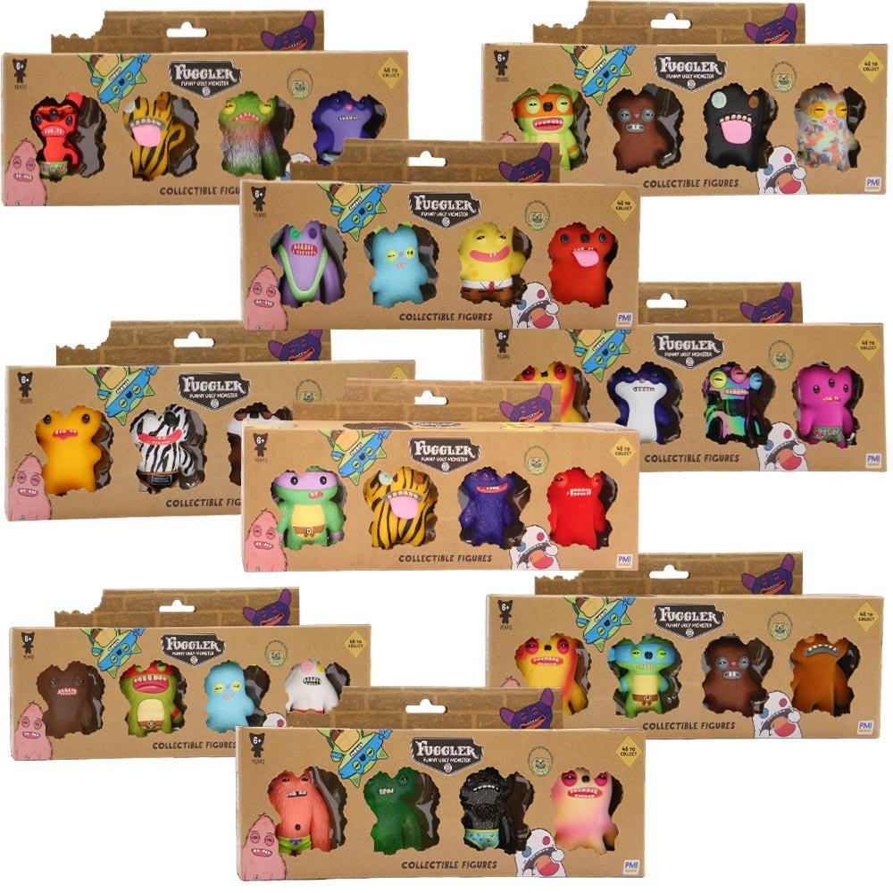 Fuggler Collectible 4pk Figures in Window Box Asst.- Including Spongebob & TMNT-Set of 12