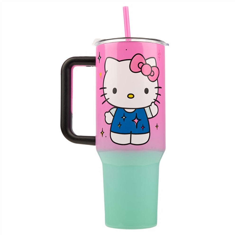 HELLO KITTY CORE 40 OZ STAINLESS STEEL TUMBLER w/ STRAW & HANDLE