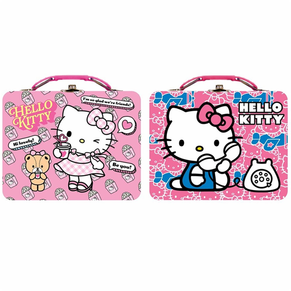 Hello Kitty New Large Rectangle Carry All Tin Bag-Be You! & Telephone-Set of 2