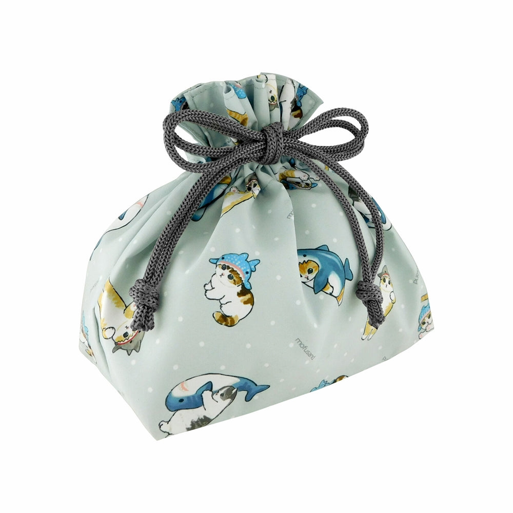 Mofusand in Shark Costume Drawstring Lunch Bag-Japan Imports
