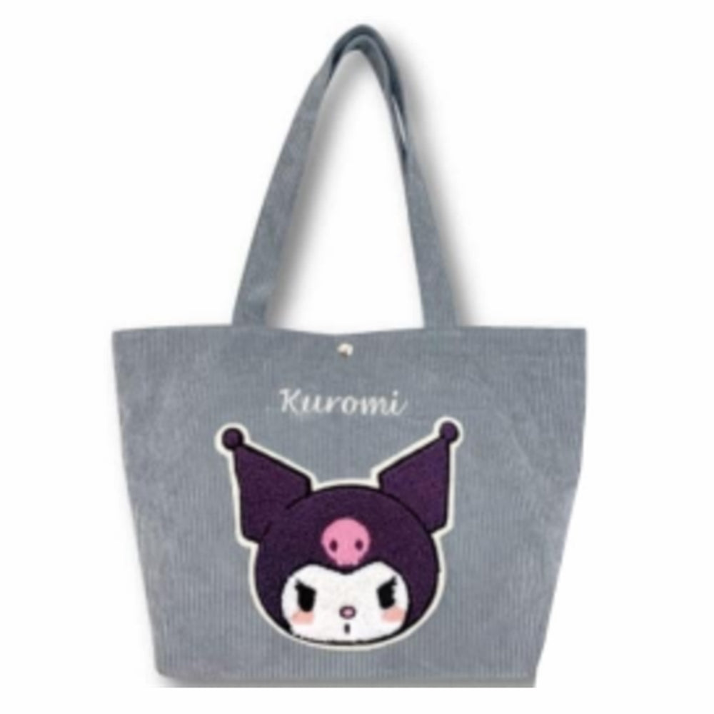 Sanrio Kuromi in Grey Corduroy Multi Purpose Tote Bag-Japan Imports