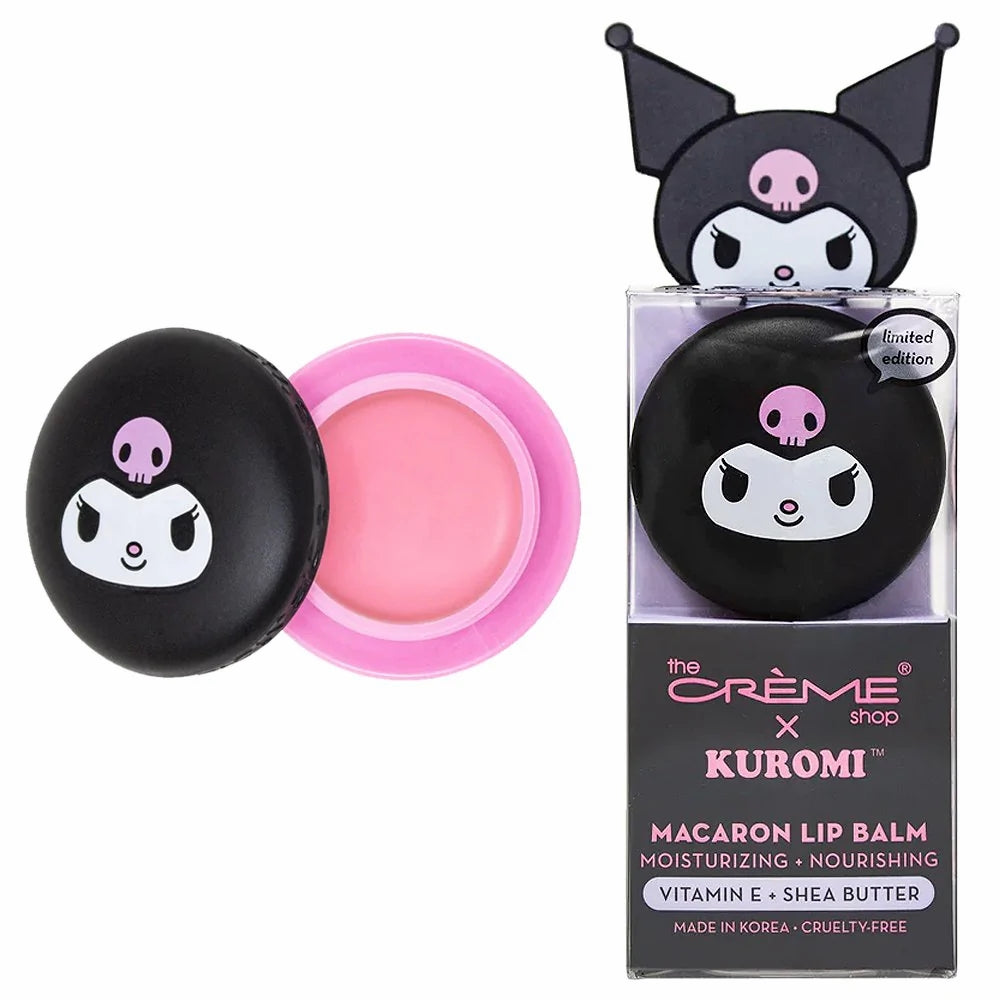 Sanrio Kuromi Macaron Lip Balm in a Display Box-Rasberry Cream Puff-Vitamin E + Shea Butter