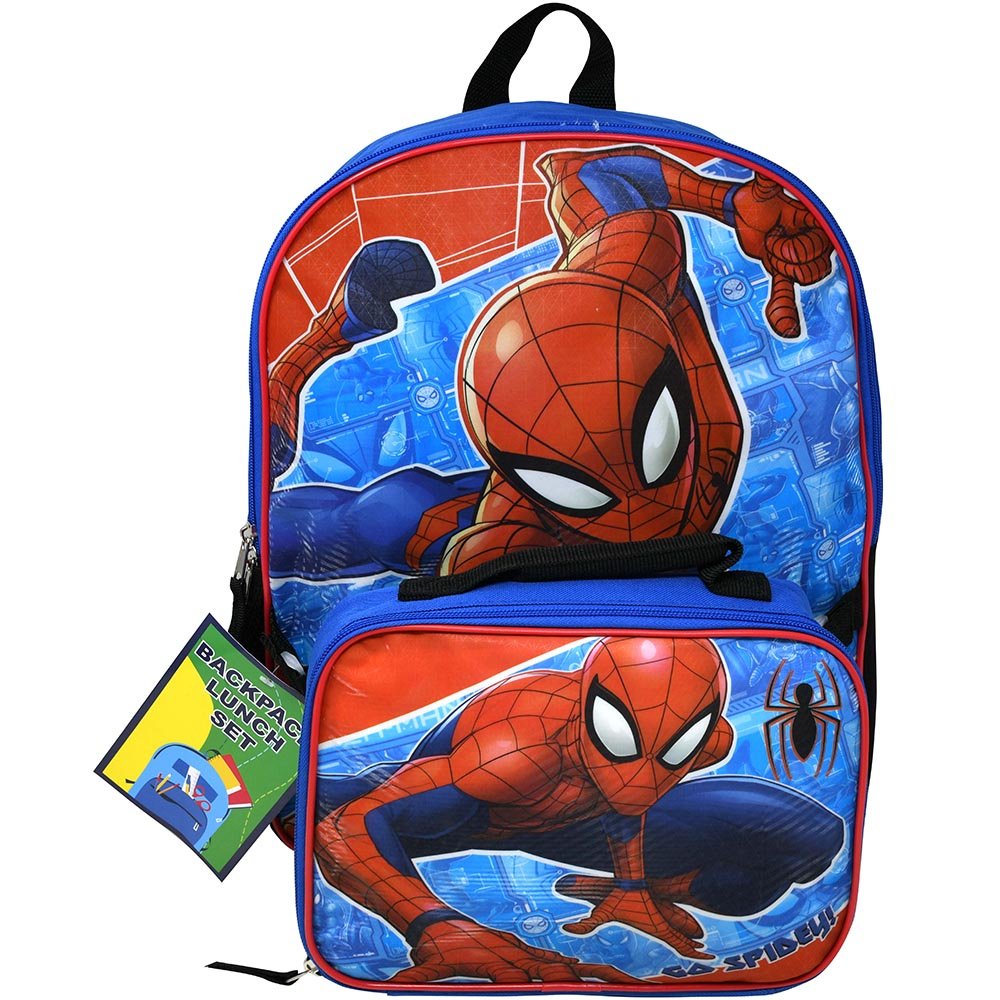 Spiderman 16 " School Backpack with Detachable Lunch Bag