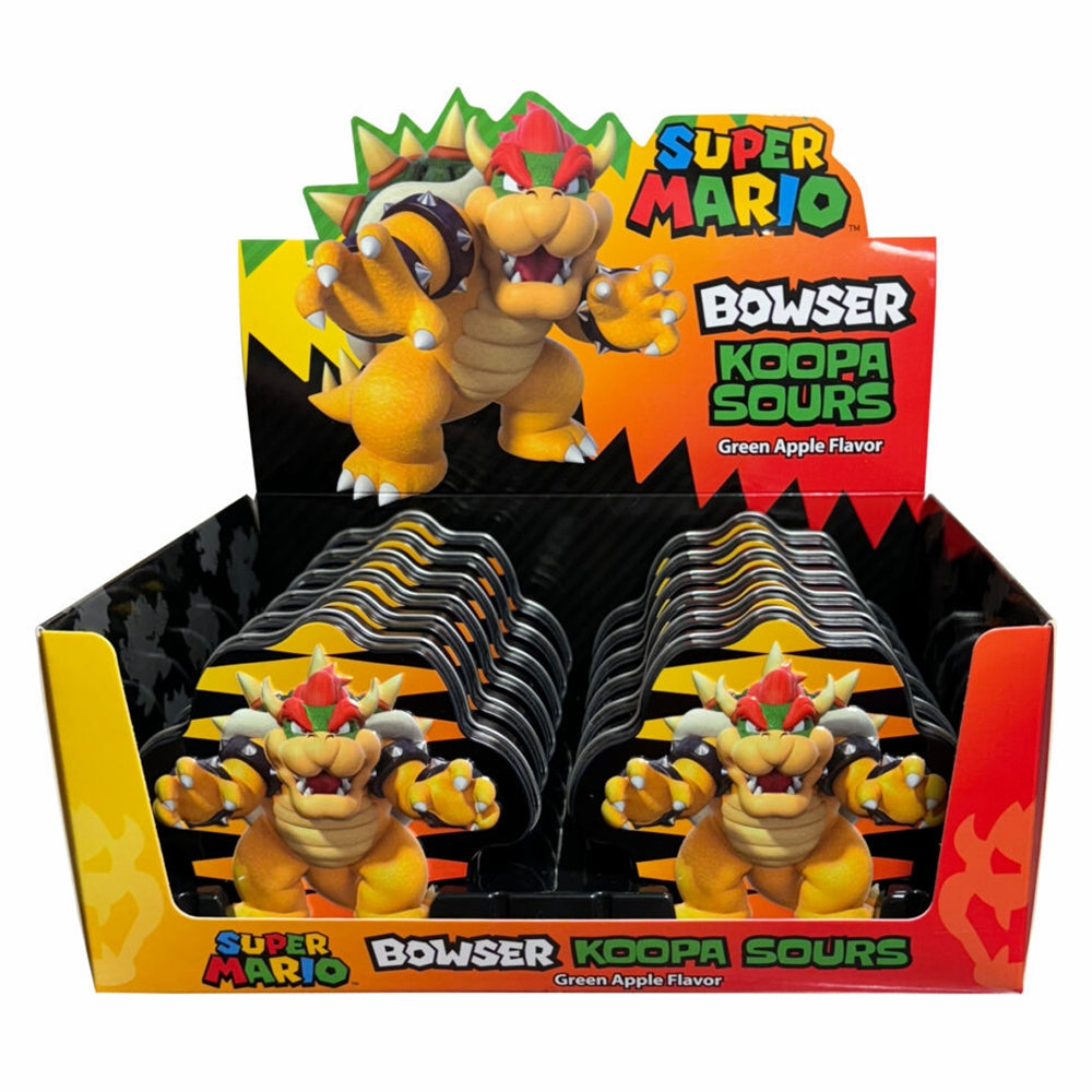 Super Mario:Super Mario Bowser Koopa Sours Candies in Tin Asst-12pcs PDQ