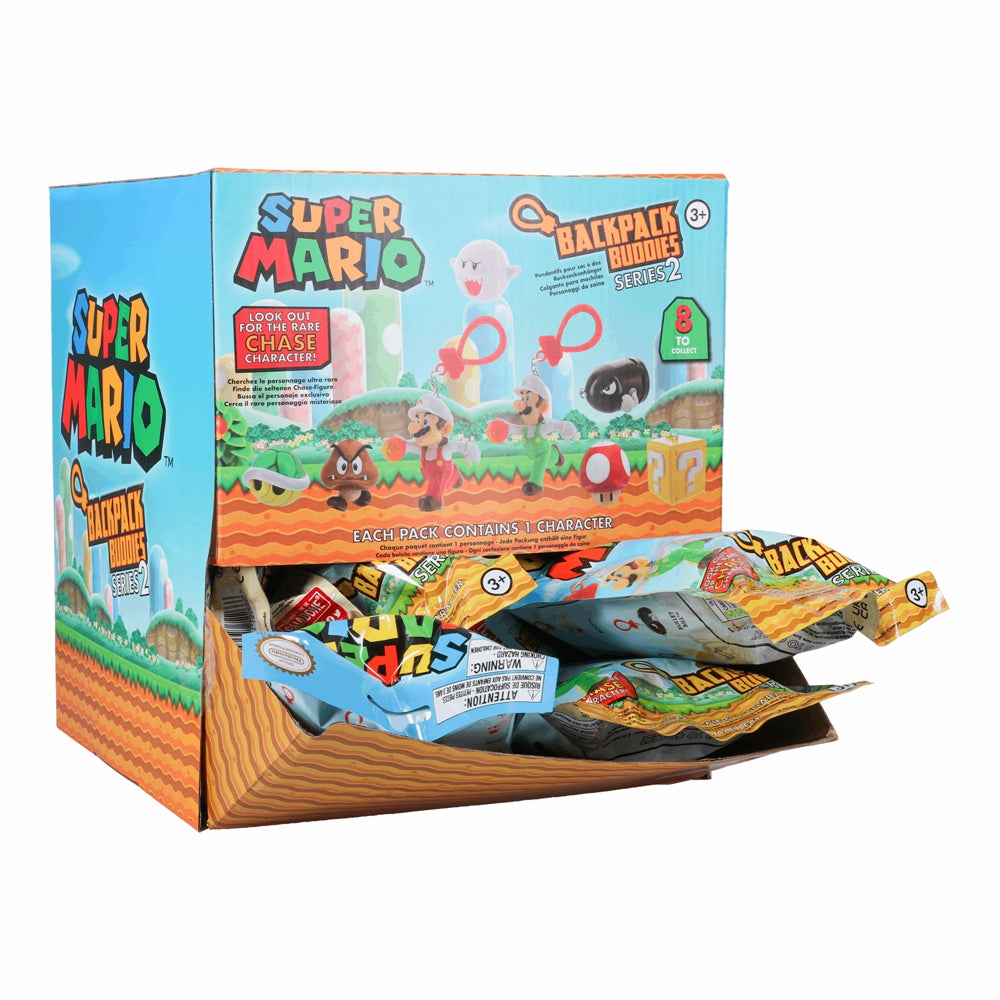 Super Mario Figure Backpack Hanger S2 Blind Bag Asst-24pcs PDQ