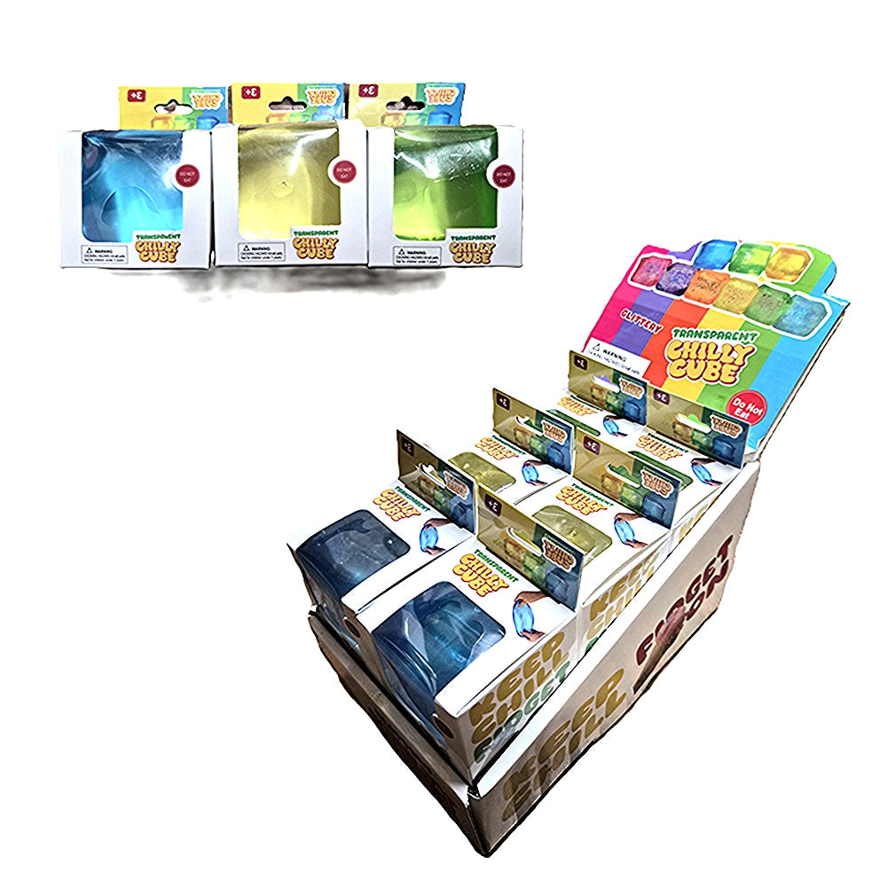 Transparent Chilly Cube Gel Squishy Asst-12pcs PDQ