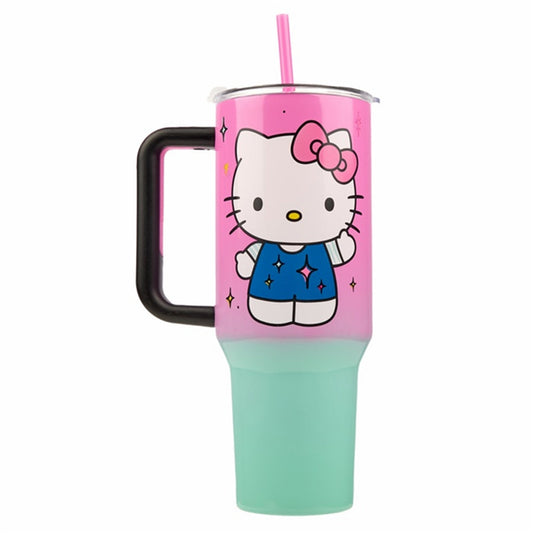 HELLO KITTY CORE 40 OZ STAINLESS STEEL TUMBLER w/ STRAW  & HANDLE