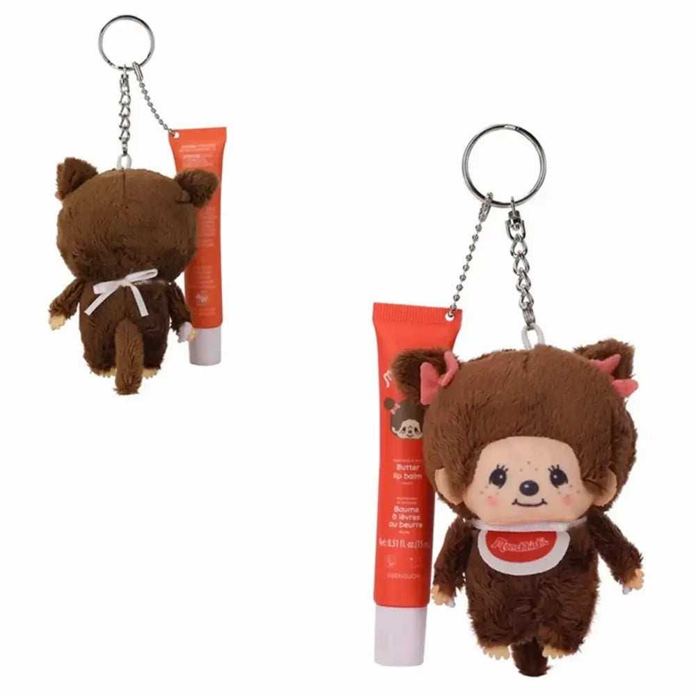 Monchhichi Lip Balm Plush Keychain - Red-Set of 4