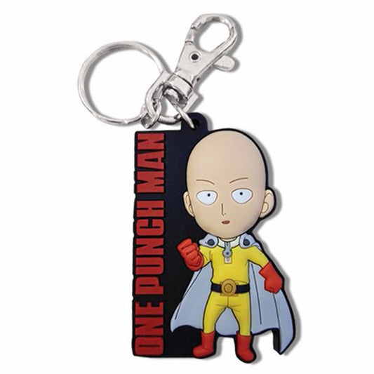 One Punch Man SD Saitama W/ Logo PVC Keychian