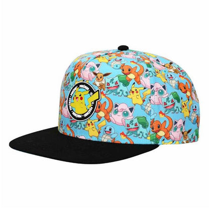 POKEMON PIKACHU ALL OVER PRINT RUBBER PATCH YOUTH FLAT BILL SNAPBACK