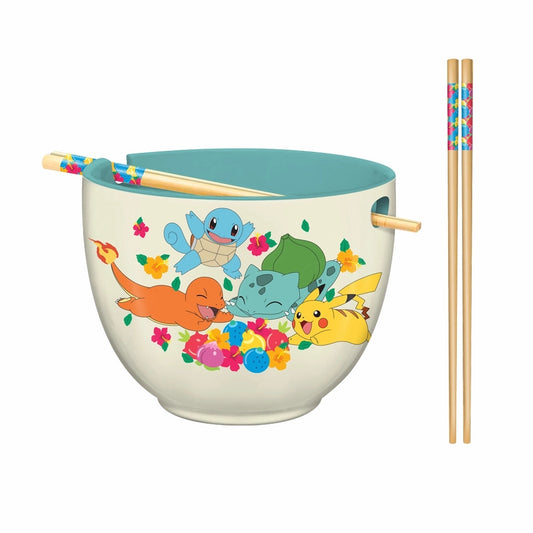 Pokémon Kanto Friends Floral Boxed 20oz Ceramic Ramen Bowl with Chopsticks