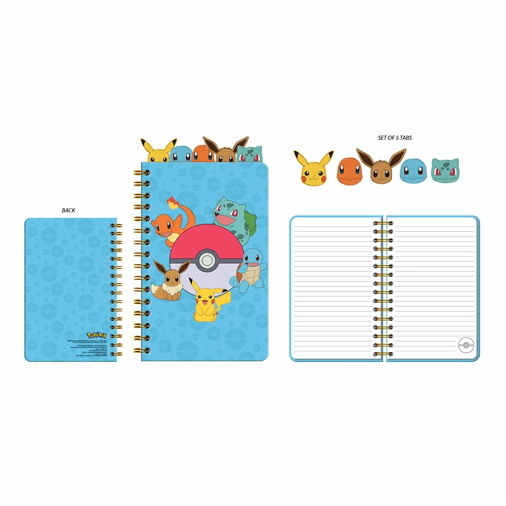 Pokémon Starters and Eevee Spiral 5 Tabbed Notebook