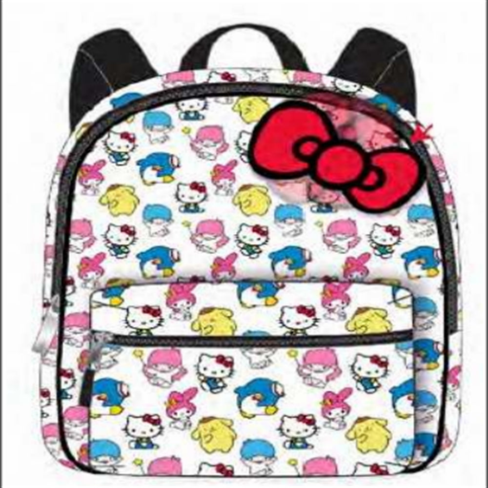 Sanrio Characters All Over Print with 3D Red Bow PU Leather Mini Backpack