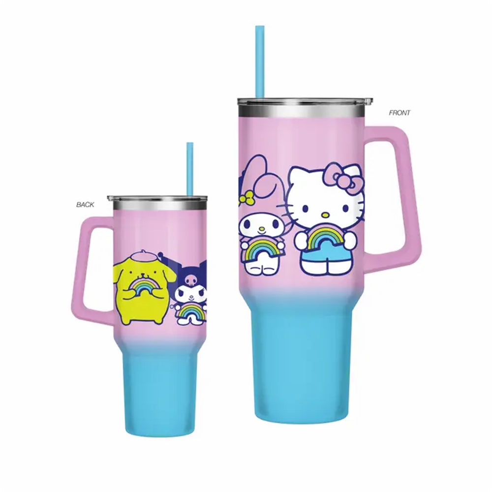 Sanrio Rainbow 40oz. Ombre Stainless Steel Tumbler with Handle & Straw